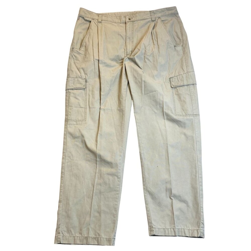 Columbia Mens Cargo Pants 40" Waist  Beige 100% Cotton Casual Outdoor Wear RIPS